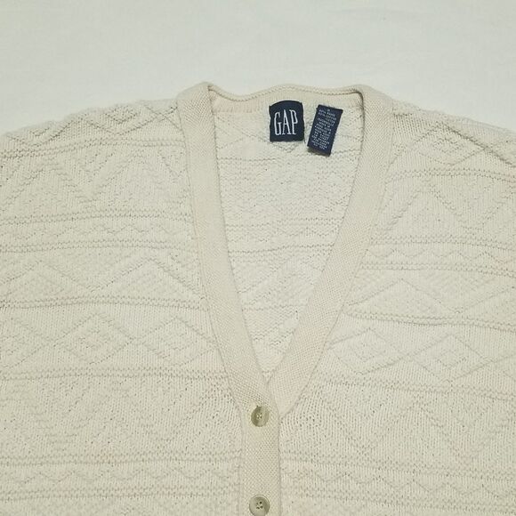 VINTAGE 80s GAP Cream Aztec Print Cropped Sweater - Picture 4 of 11